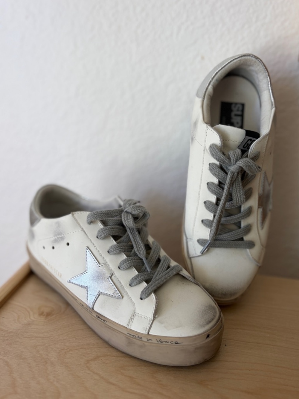 Golden Goose Hi Star platform sneakers silver star - Picture 1 of 17